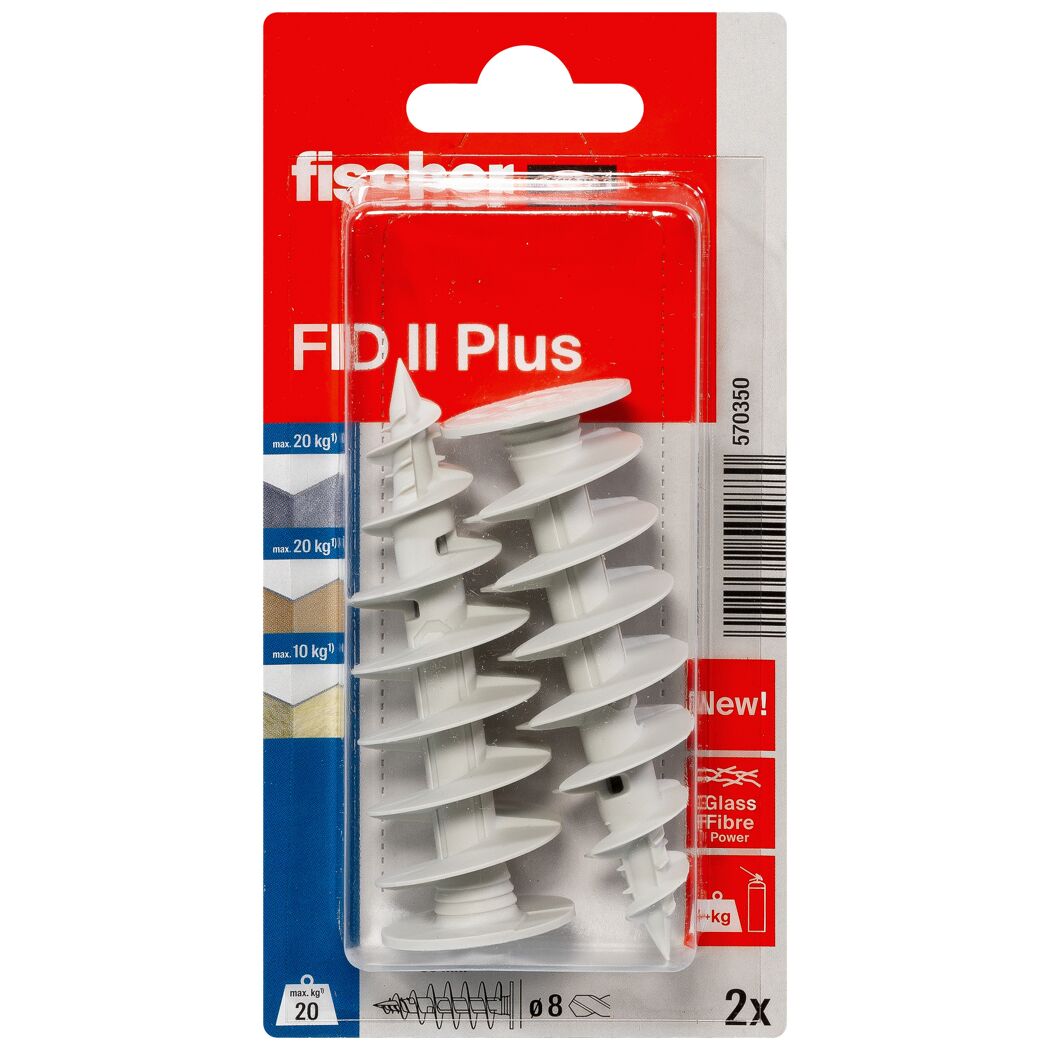 Zwei Fischer FID II Plus Dämmstoffdübel