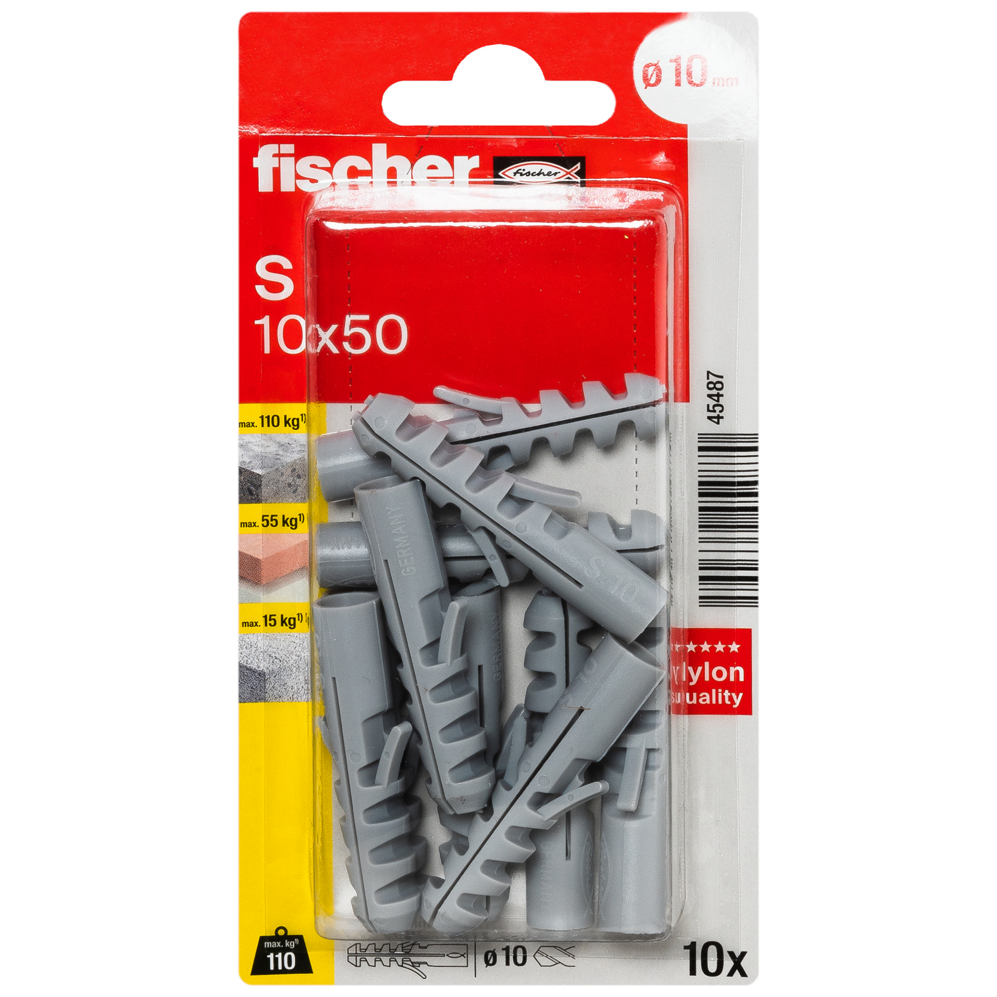 Dübel 'S' Ø 10 x 5 mm 10 Stück