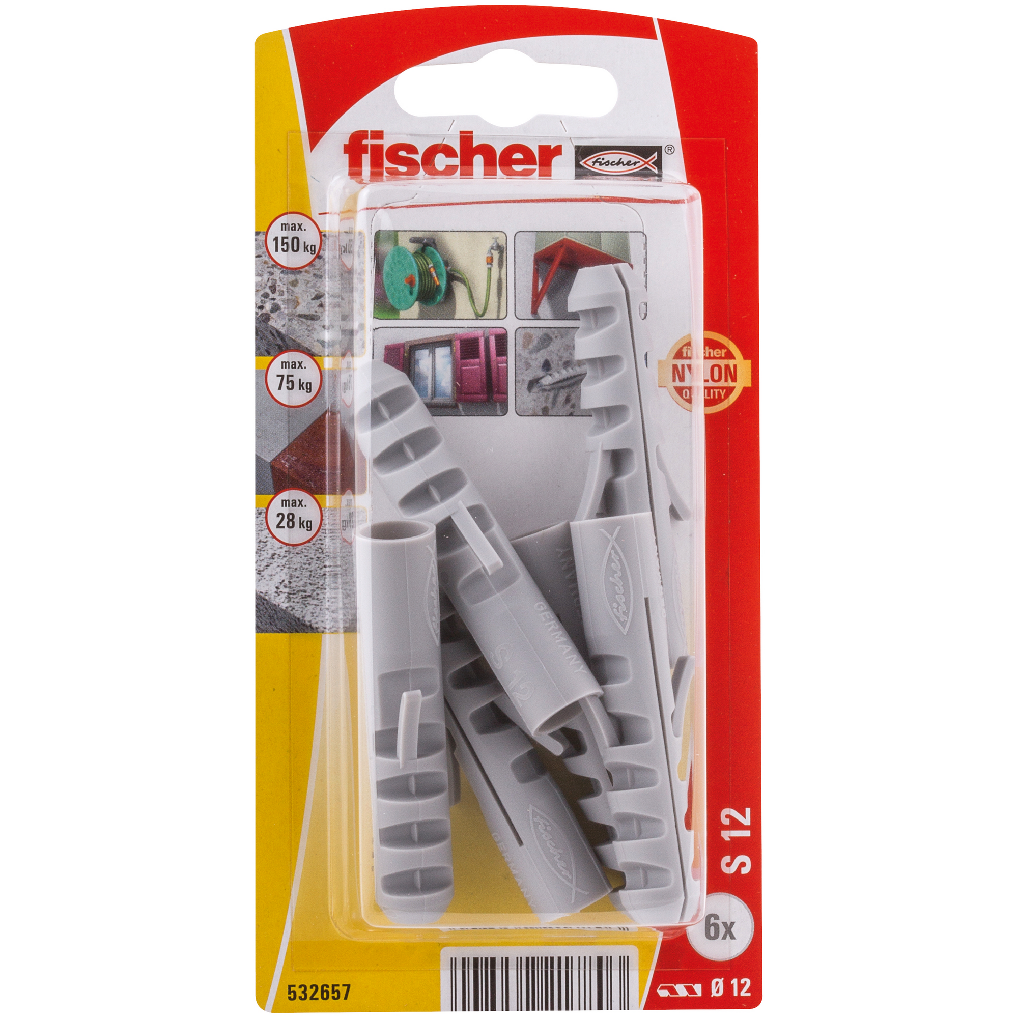 Dübel 'S' Ø 12 x 6 mm 6 Stück