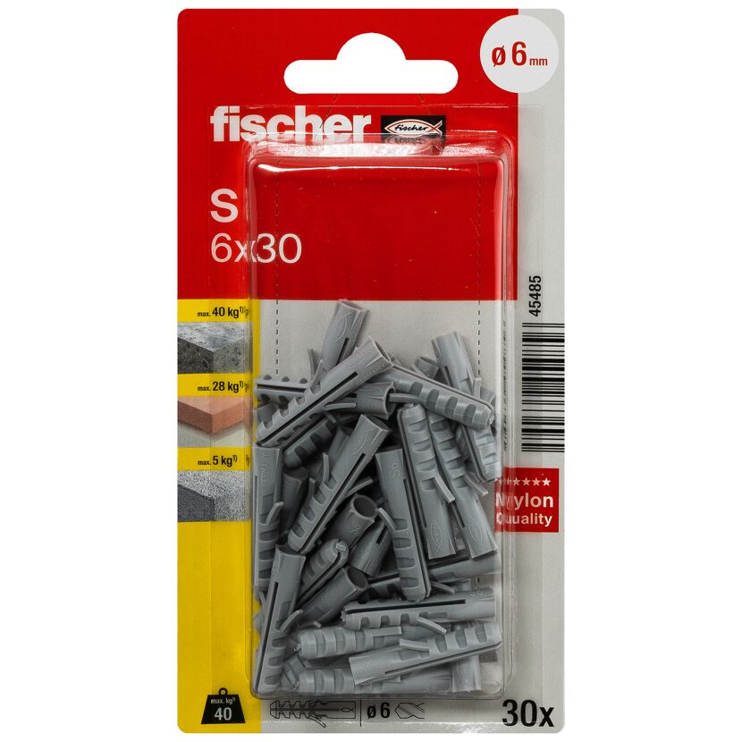 Dübel 'S' Ø 6 x 3 mm 30 Stück