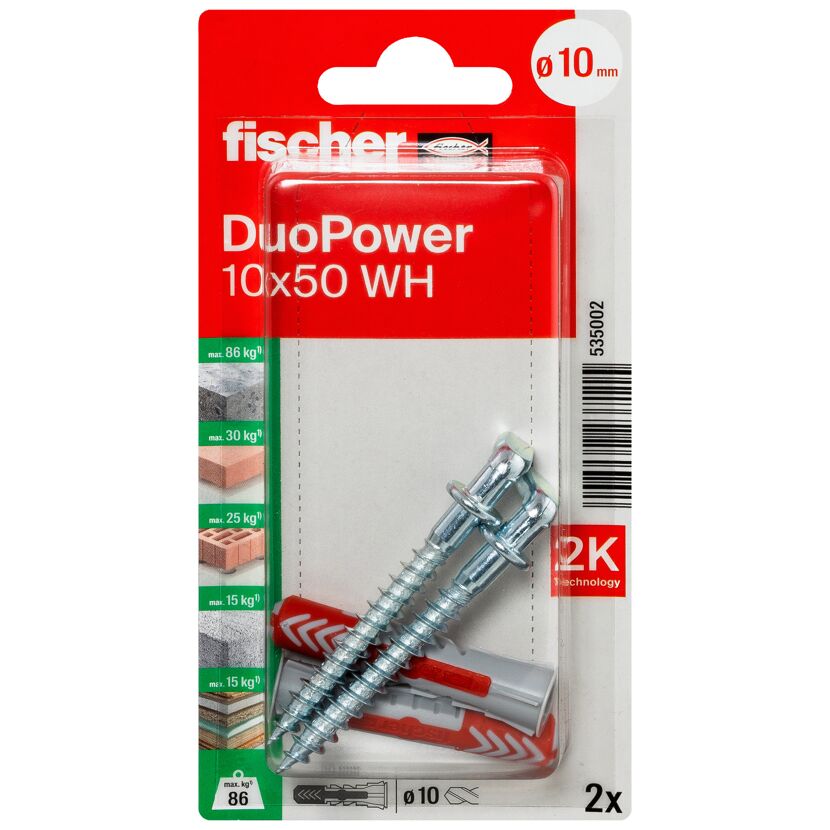 Montage-Set 'DuoPower' Dübel mit Winkelhaken Ø 10 x 50 mm 4-teilig