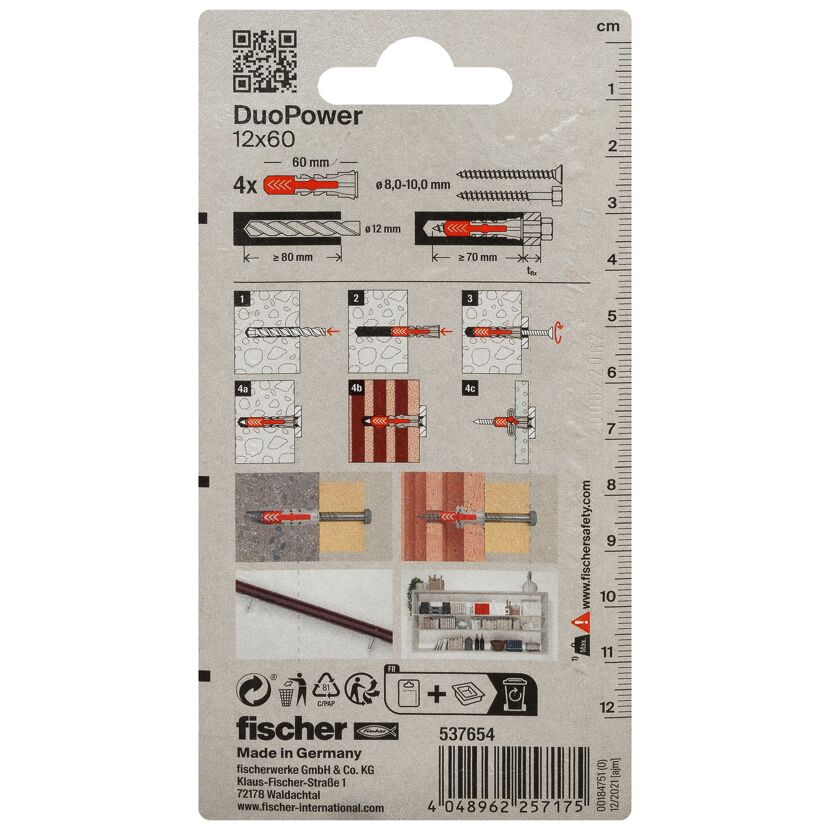 Dübel 'DuoPower' Ø 12 x 60 mm 4 Stück