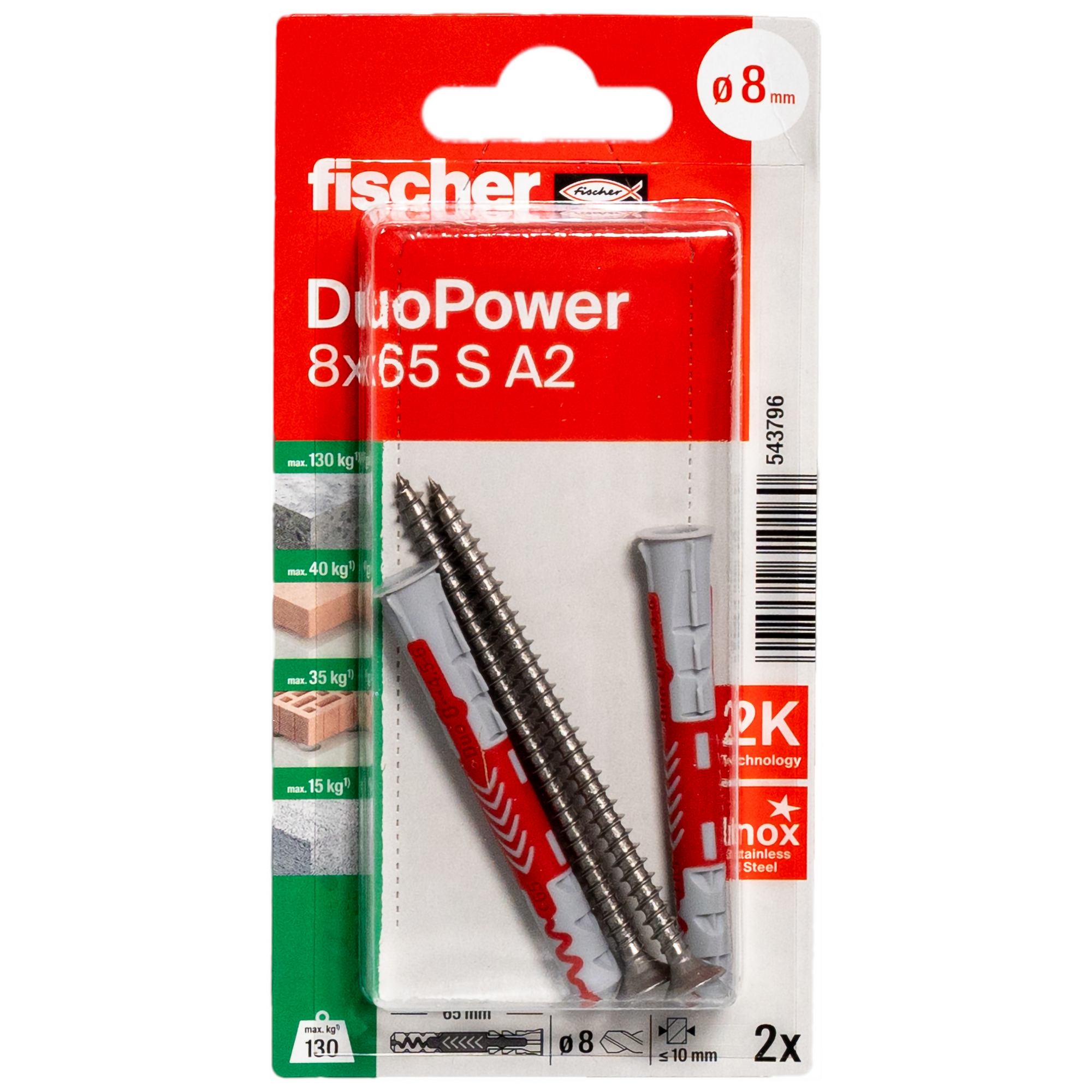 DuoPower 'S' Ø 8 x 6,5 mm 2 Stück
