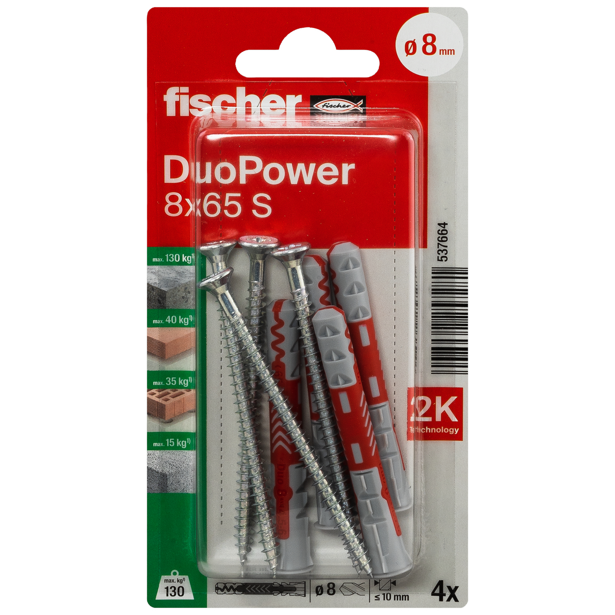 DuoPower 'S' Ø 8 x 6,5 mm 4 Stück