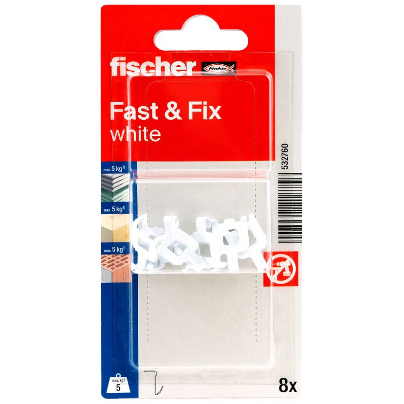 Wandhaken Fast & Fix weiß 8 Stück