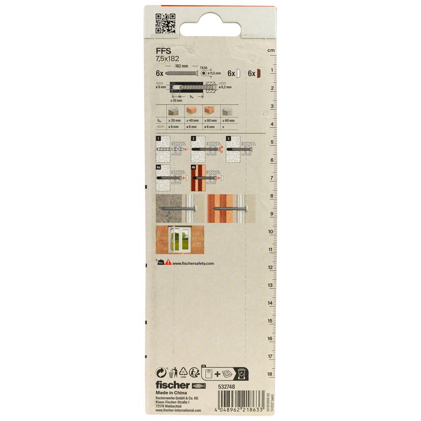 Fensterrahmenschraube 'FFS' Ø 7,5 x 182 mm TX30 6 Stück