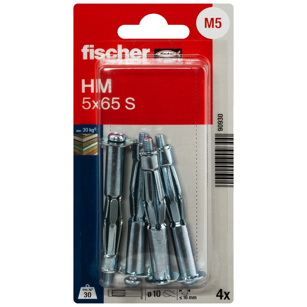 Hohlraum-Metalldübel 'HM S' 6,5 mm 4 Stück