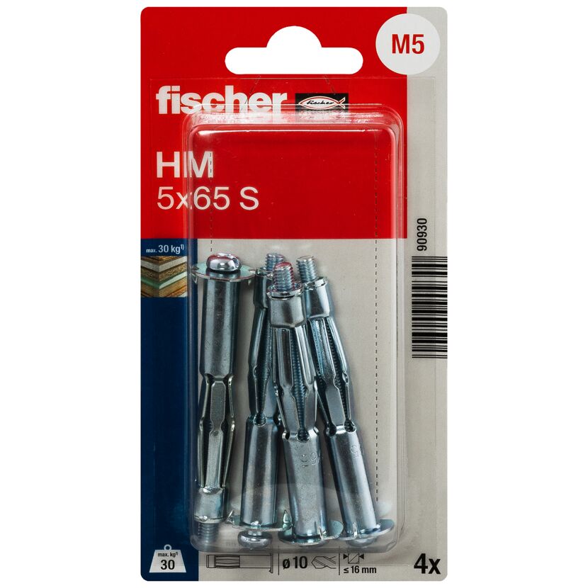 Hohlraum-Metalldübel 'HM S' 6,5 mm 4 Stück