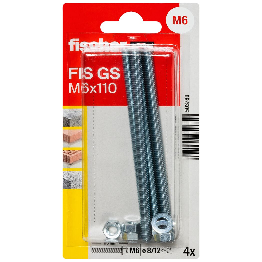 Injektions-Gewindestange 'FIS GS M6 x 110 K' 4 Stück