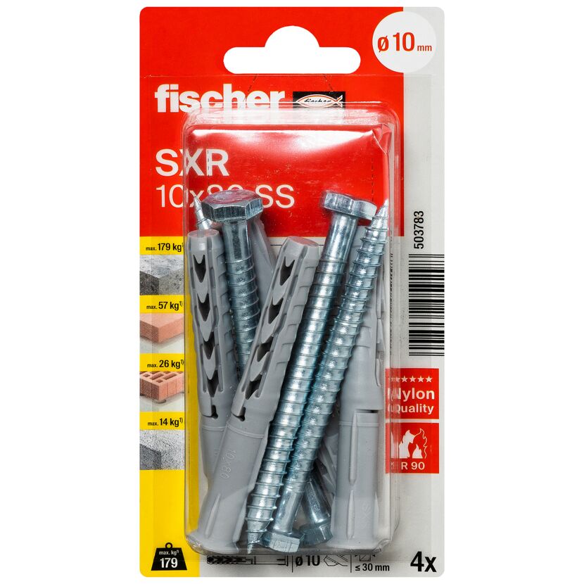Langschaftdübel 'SXR' Ø 10 x 80 mm Sechskantschraube 8-teilig
