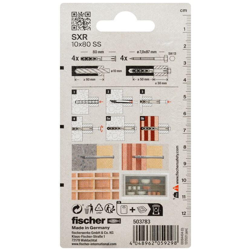 Langschaftdübel 'SXR' Ø 10 x 80 mm Sechskantschraube 8-teilig