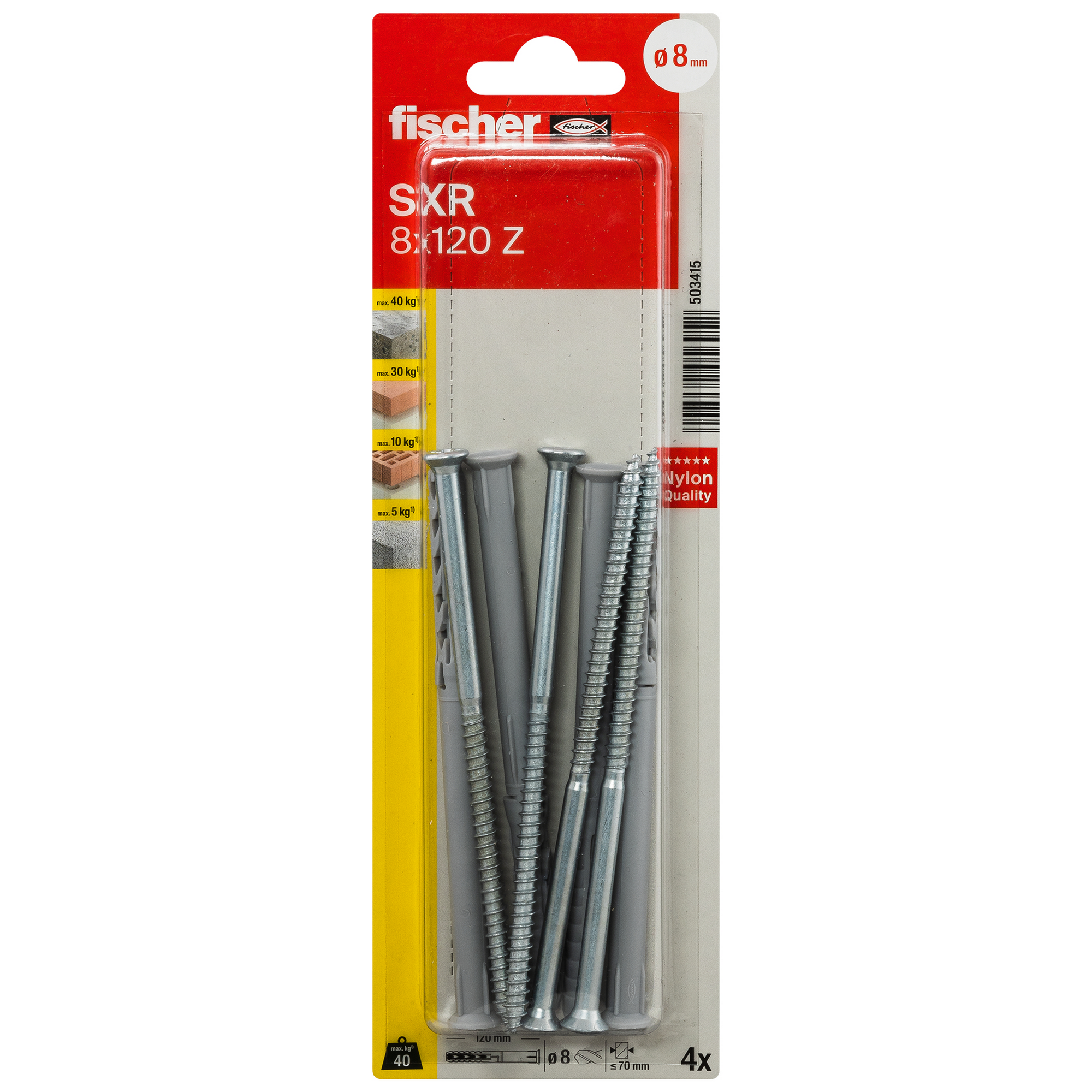 Langschaftdübel 'SXR Z PZ' 12 mm 4 Stück