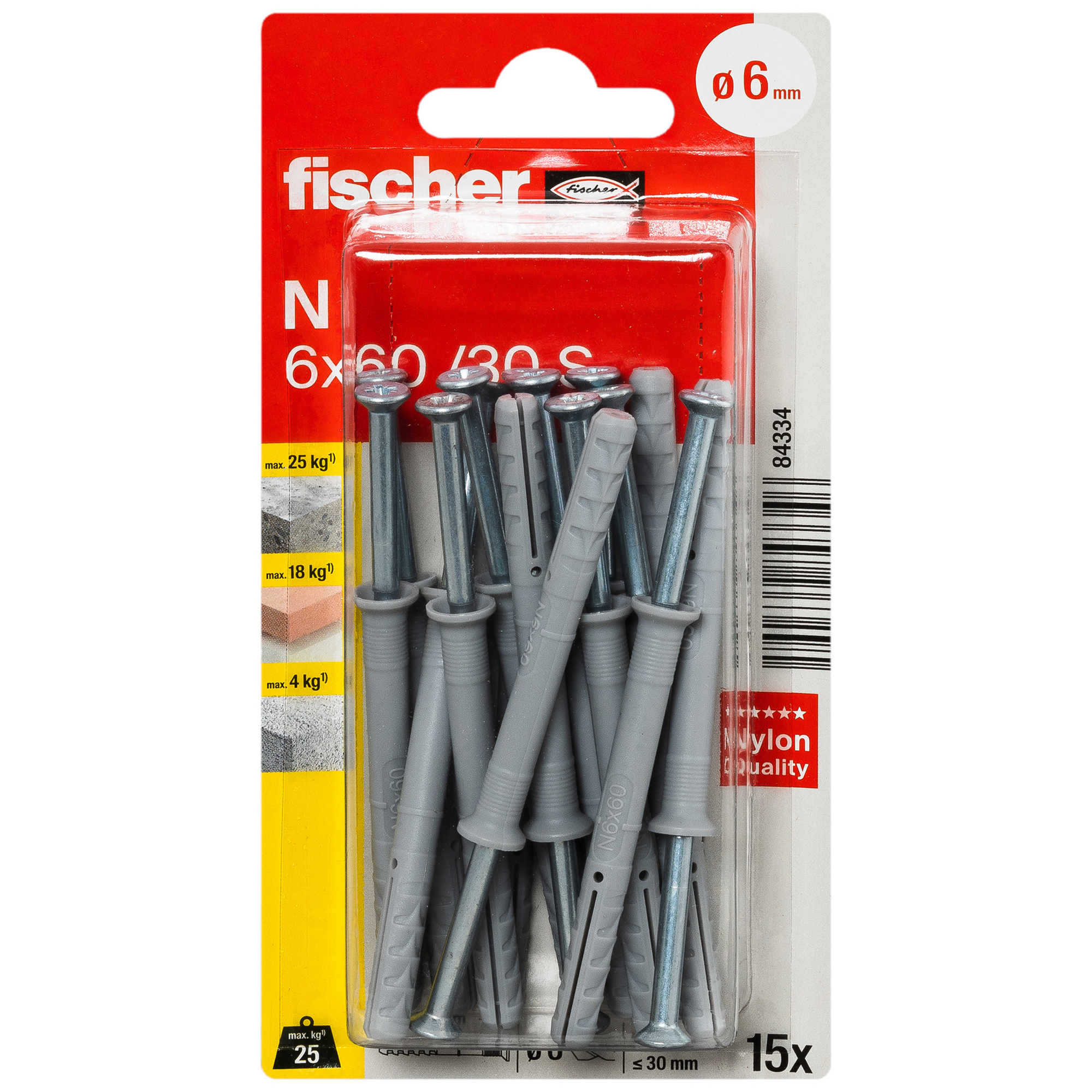 Nageldübel 'N S' 6 mm 15 Stück