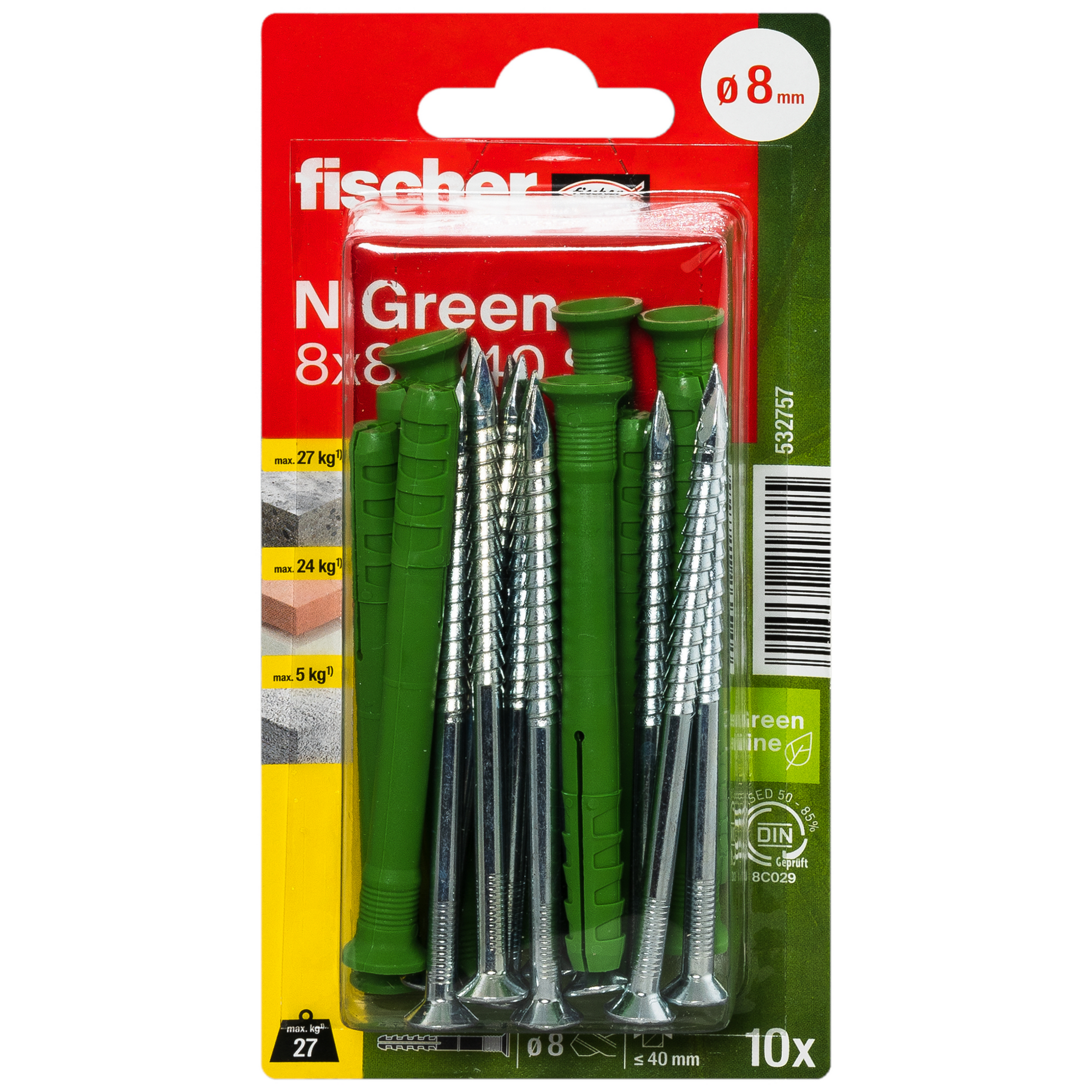 Nageldübel 'N Green S' 8 mm 10 Stück