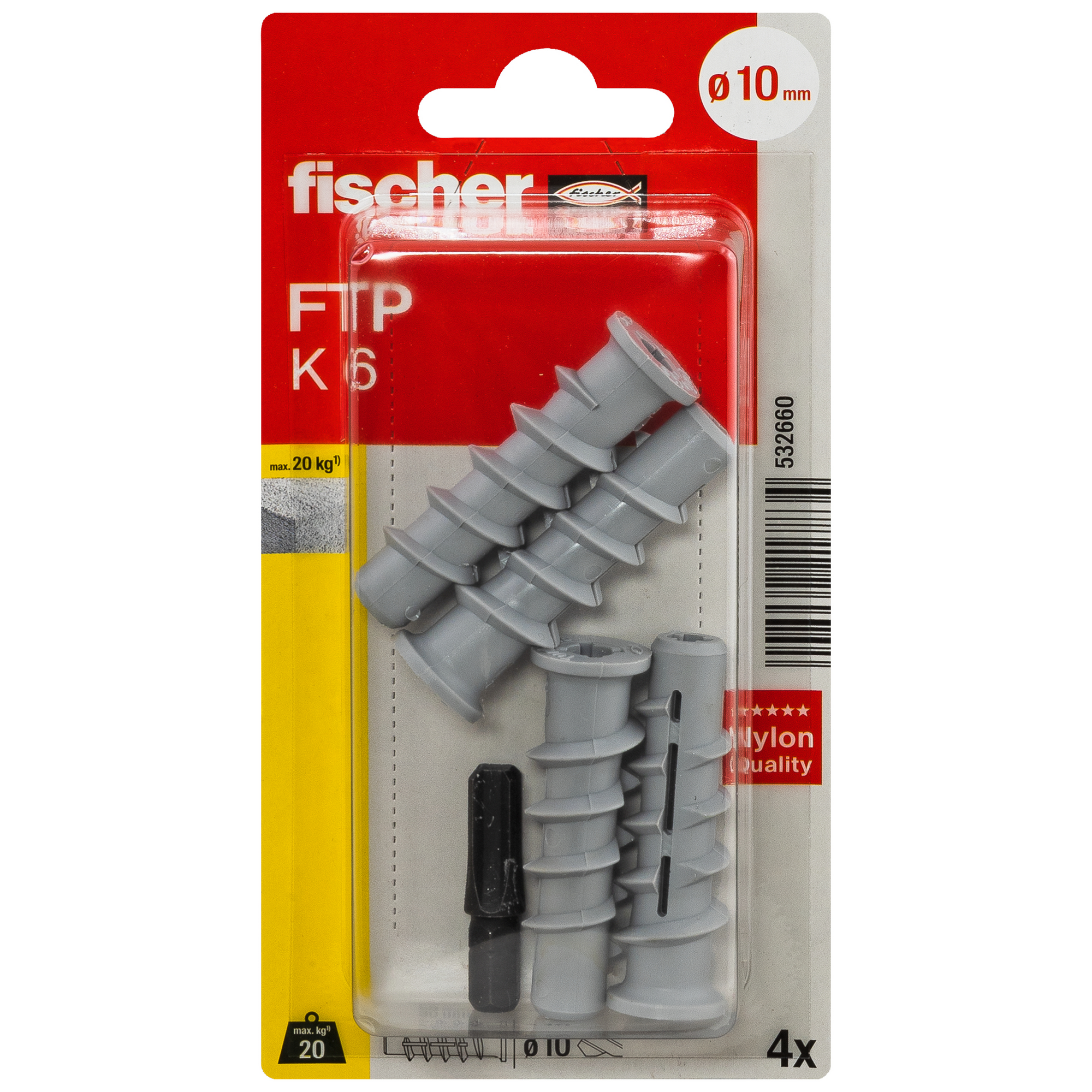 Porenbetondübel 'Turbo FTP K' 5 mm 4 Stück