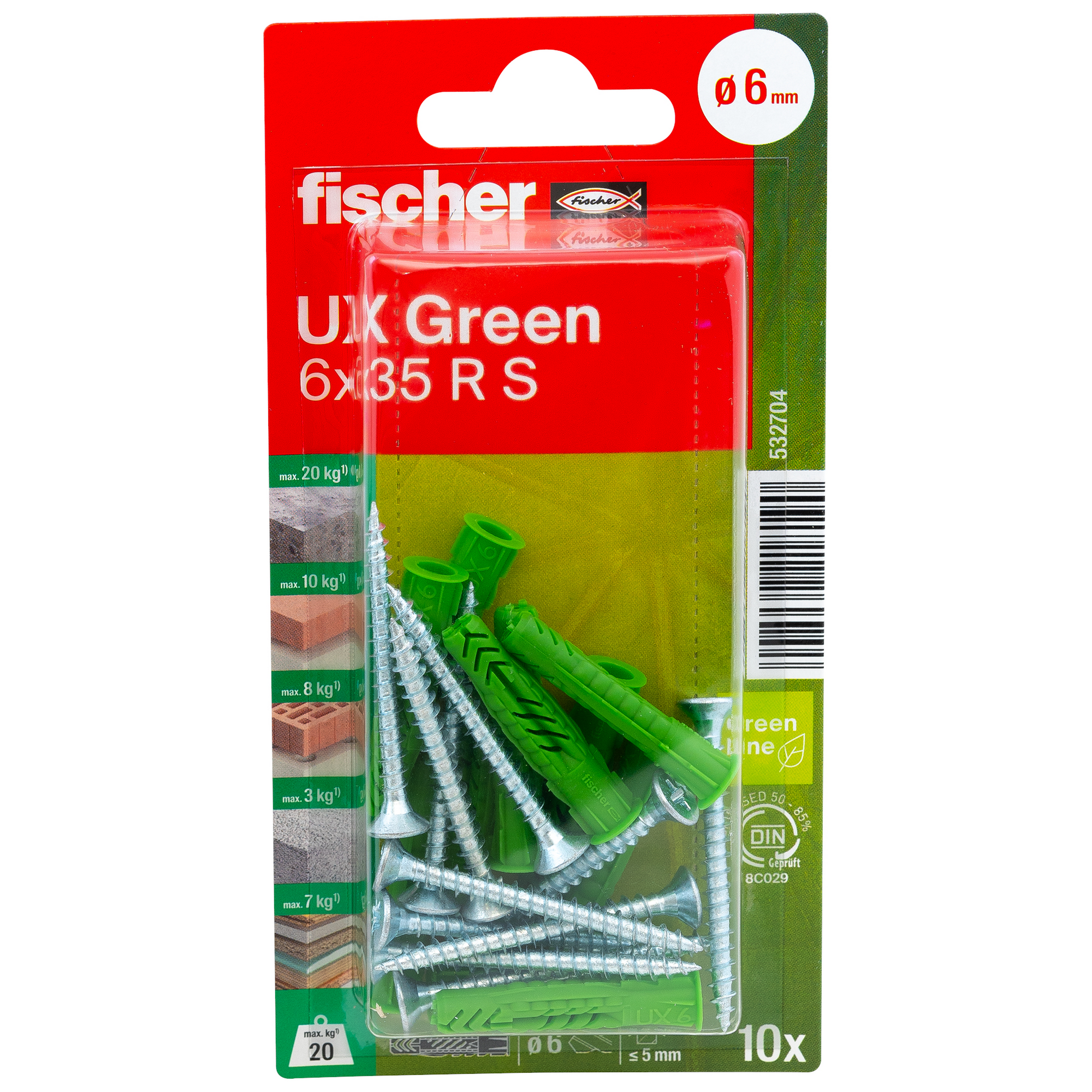 Universaldübel 'UX Green R S' 3,5 mm 10 Stück
