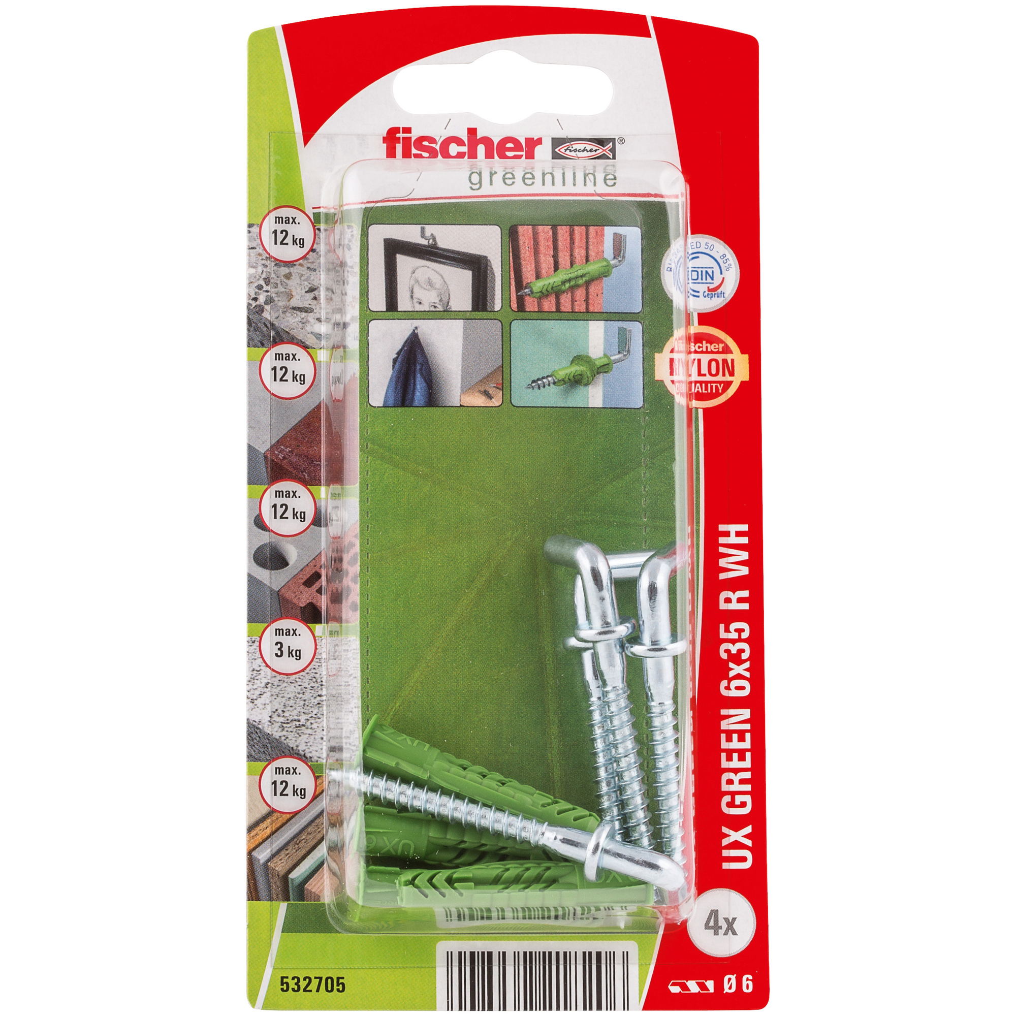Universaldübel 'UX Green R WH' 3,5 mm 4 Stück