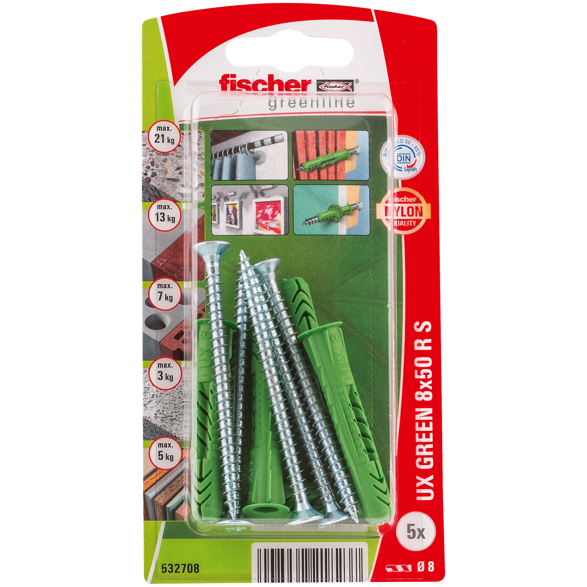 Universaldübel 'UX Green R S' 5 mm 5 Stück