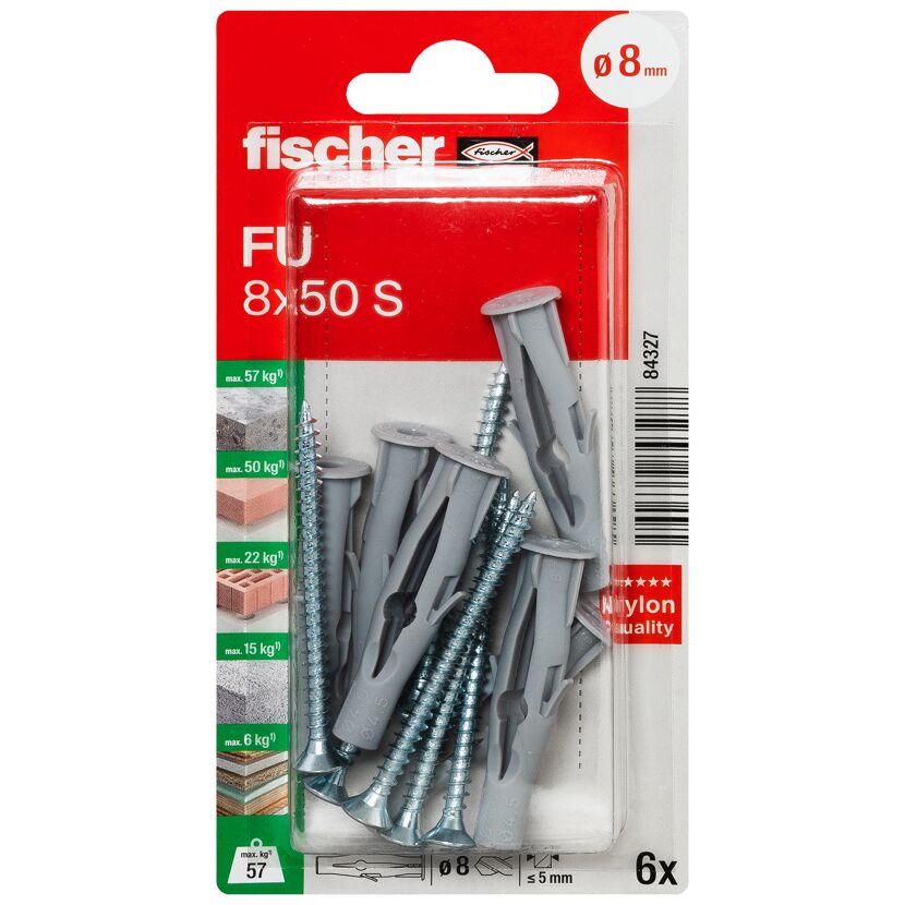 Universaldübel 'FU S' 5 mm 6 Stück