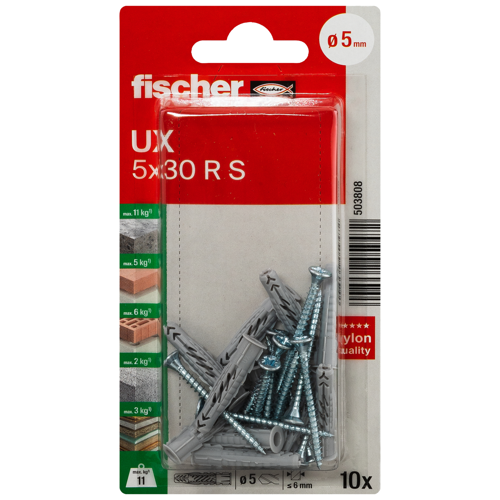 Universaldübel 'UX R' 3 mm 10 Stück