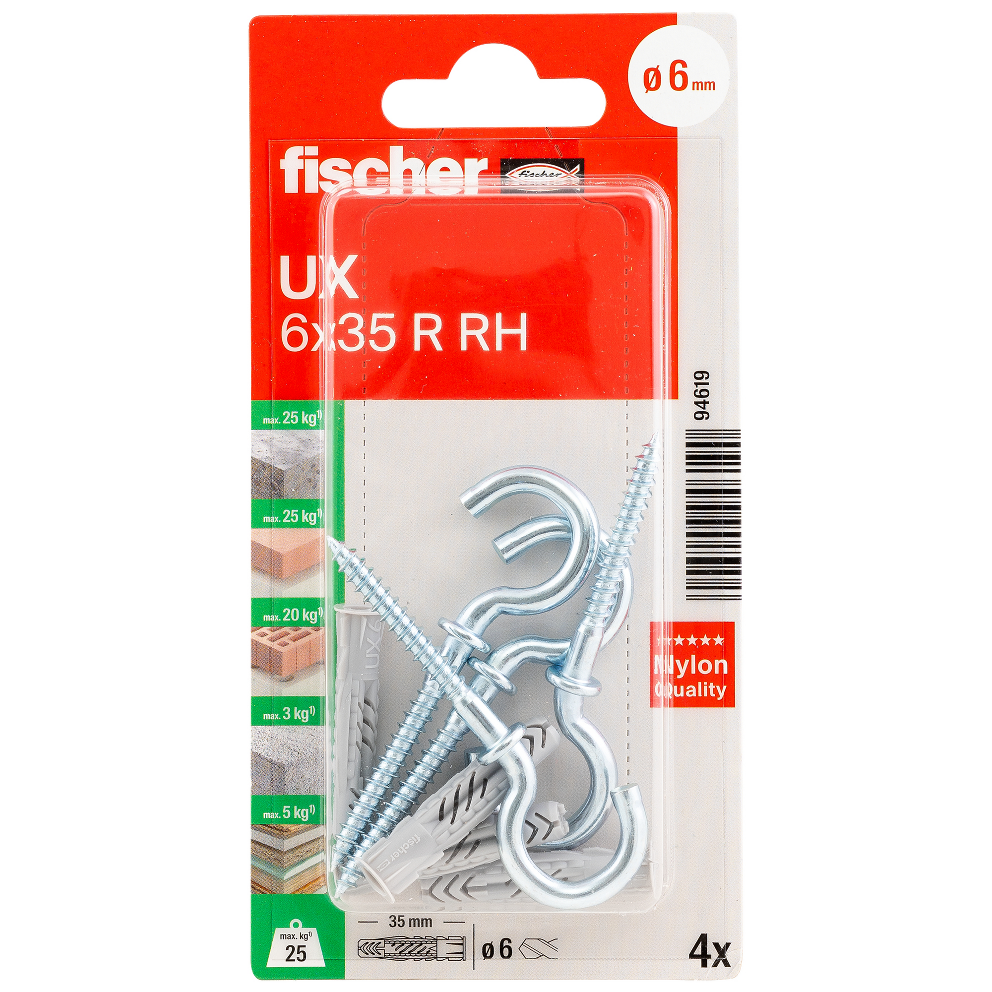 Universaldübel 'UX RH' 3,5 mm 4 Stück
