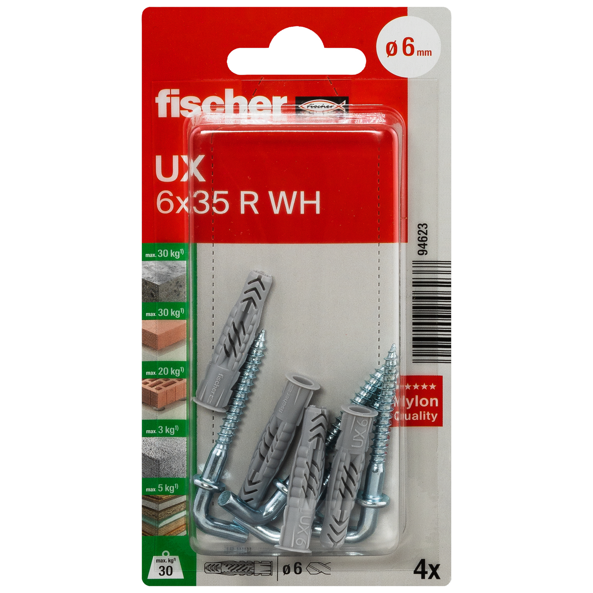 Universaldübel 'UX WH' 3,5 mm 4 Stück