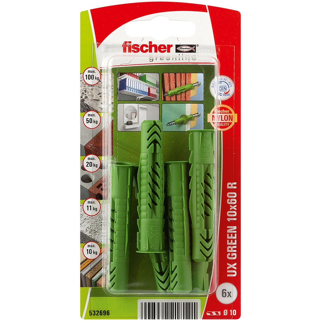 Universaldübel 'UX Green R' 6 mm 6 Stück