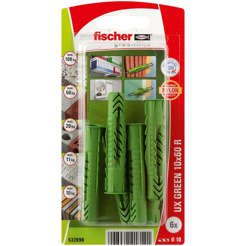 Universaldübel 'UX Green R' 6 mm 6 Stück