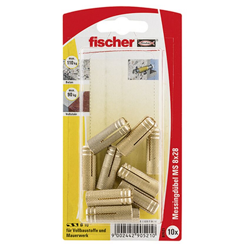 fischer Messingdübel MS 8 x 28 10 Stück