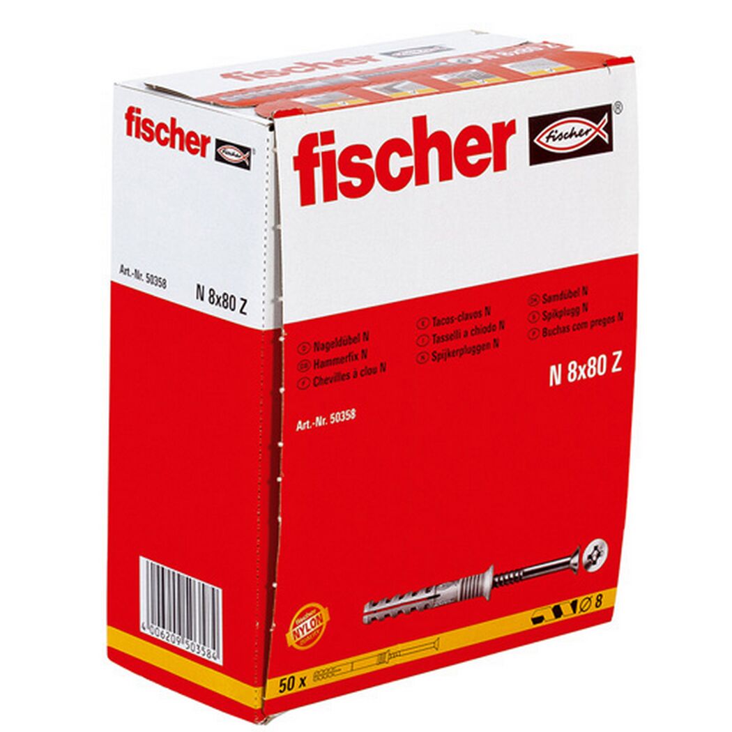 fischer Nageldübel N 8 x 80/40 S Senkkopf 50 Stück