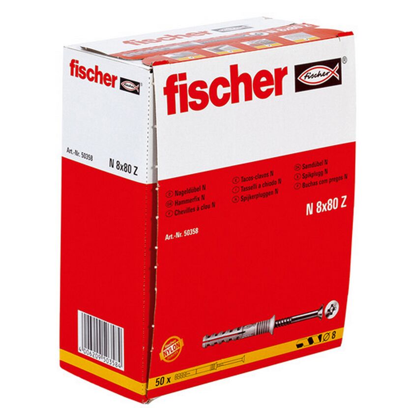 fischer Nageldübel N 8 x 80/40 S Senkkopf 50 Stück