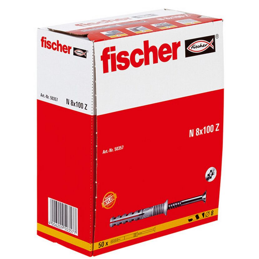 fischer Nageldübel N 8 x 100/60 S Senkkopf 50 Stück