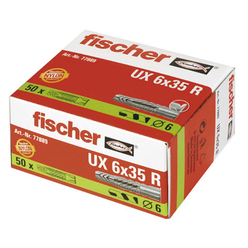 fischer Universaldübel UX 6 x 35 R mit Rand 50 Stück