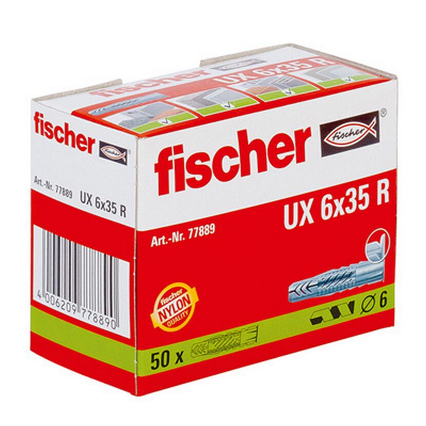 fischer Universaldübel UX 6 x 35 R mit Rand 50 Stück