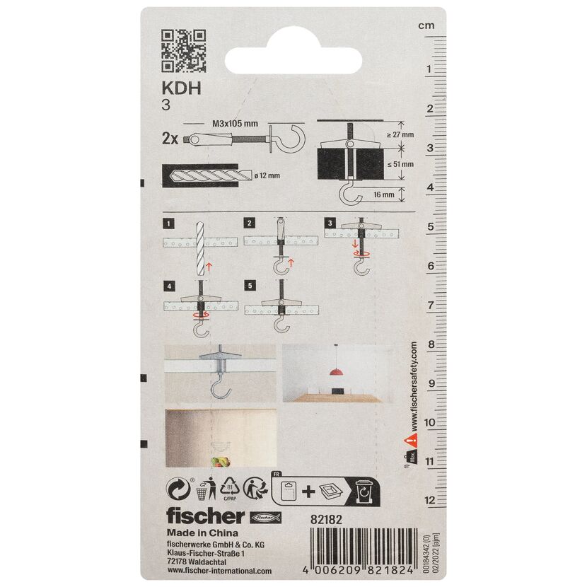 fischer Kippdübel KDH 3 mit Haken 2 Stück