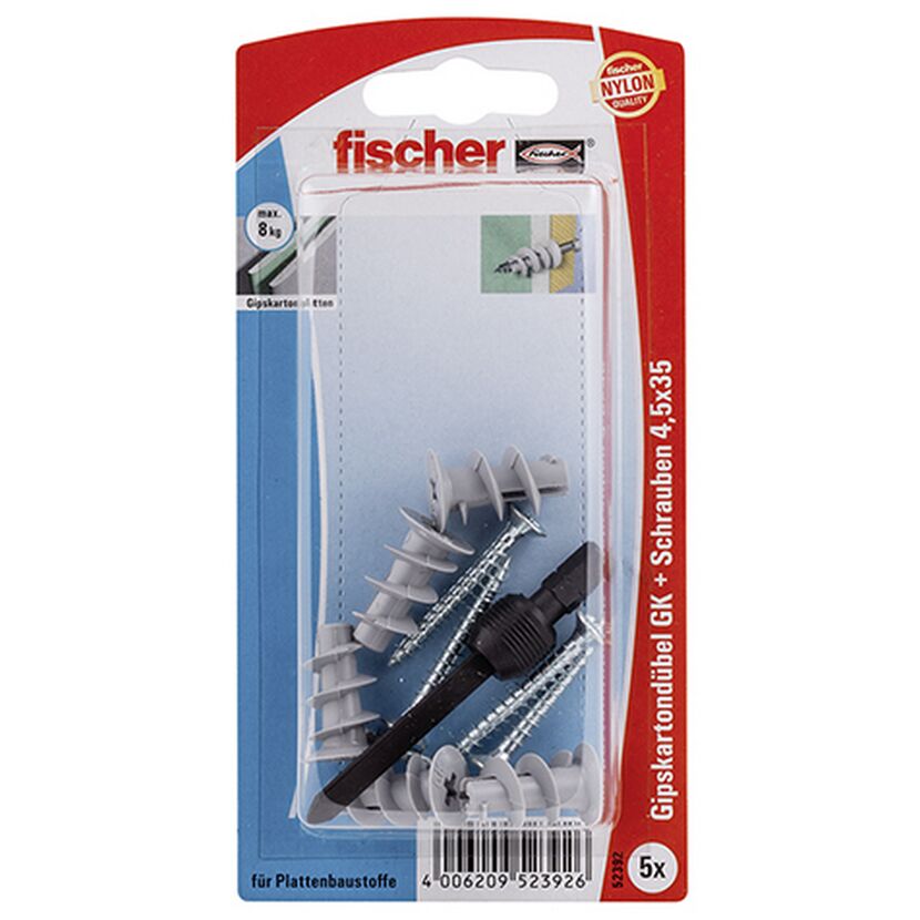 fischer Gipskartondübel GK S mit Schraube 5 Stück