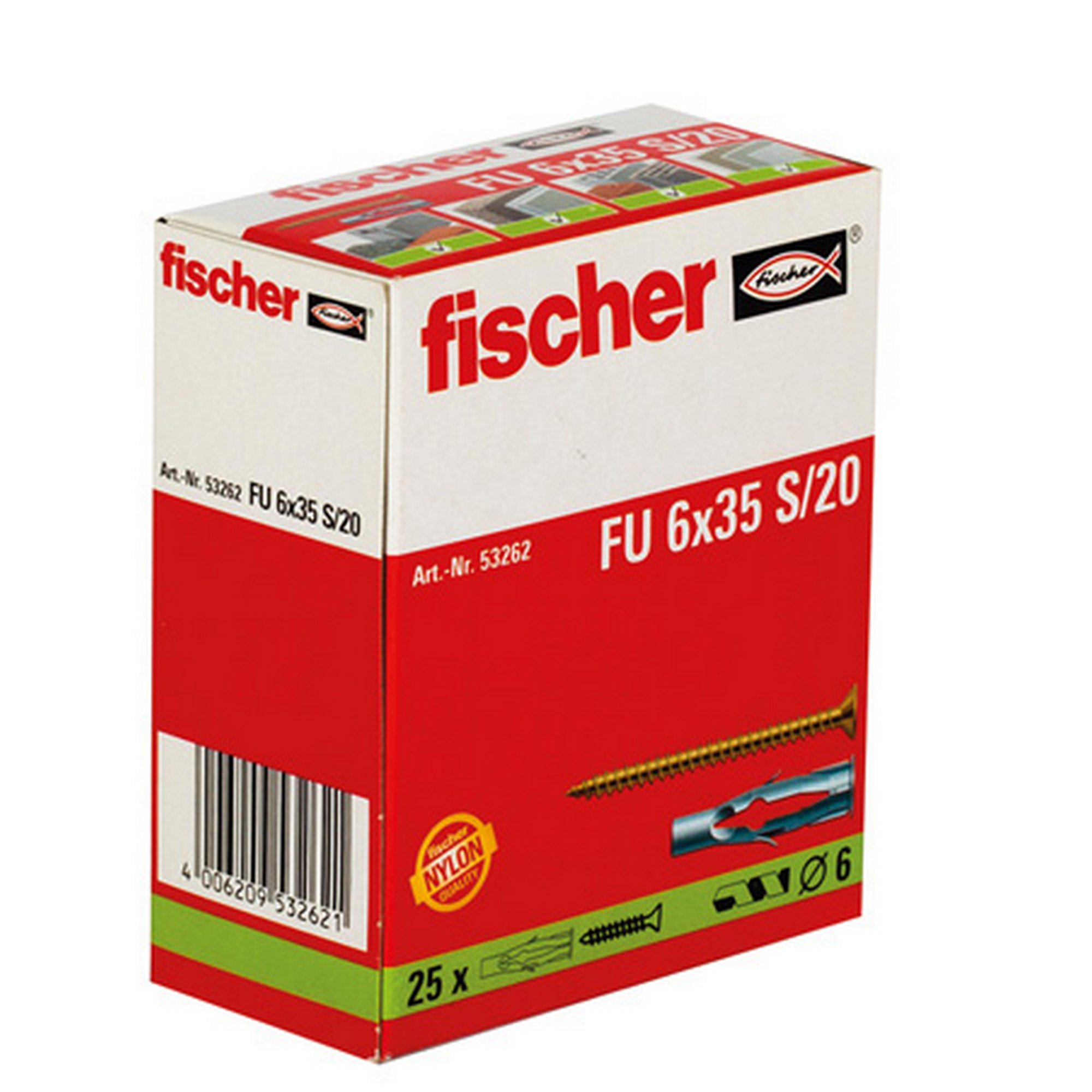 fischer Universaldübel FU 6 x 35 S/20 mit Schraube 25 Stück + product picture