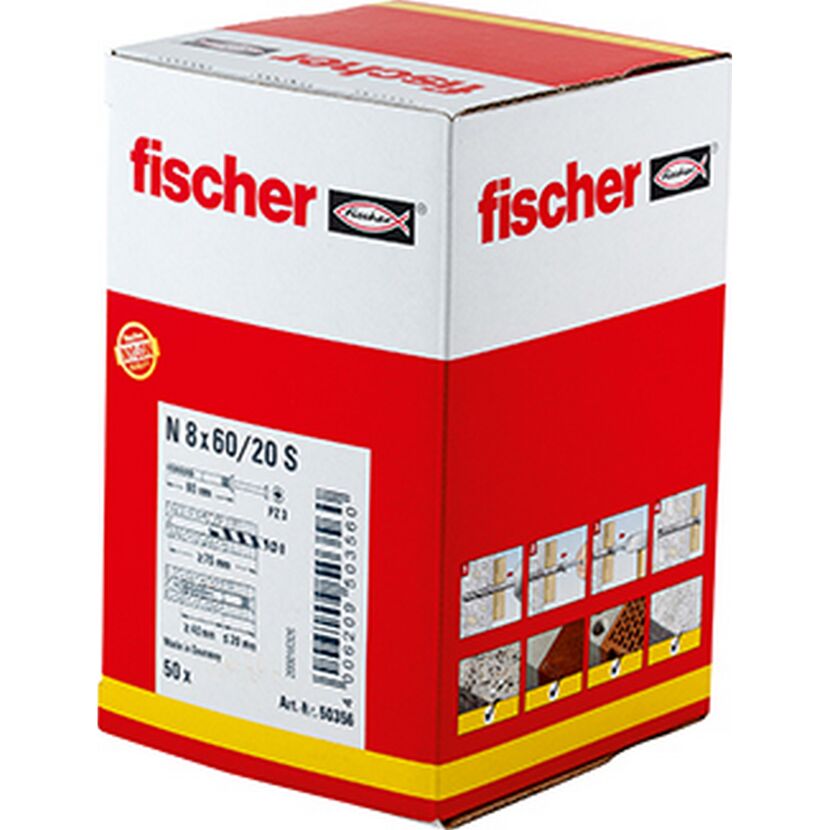 fischer Nageldübel N 8 x 60/20 S Senkkopf 50 Stück