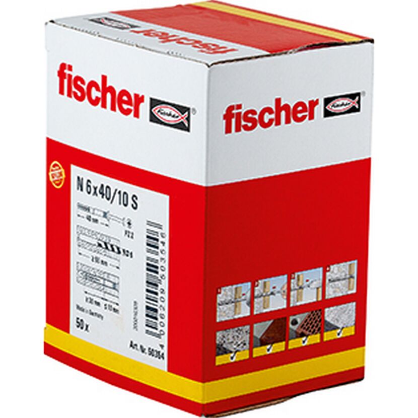Fischer NPK Nageldübel Pilzkopf 6x40/7mm – 50 Stück Voll-Nylon Für Schnelle Montage