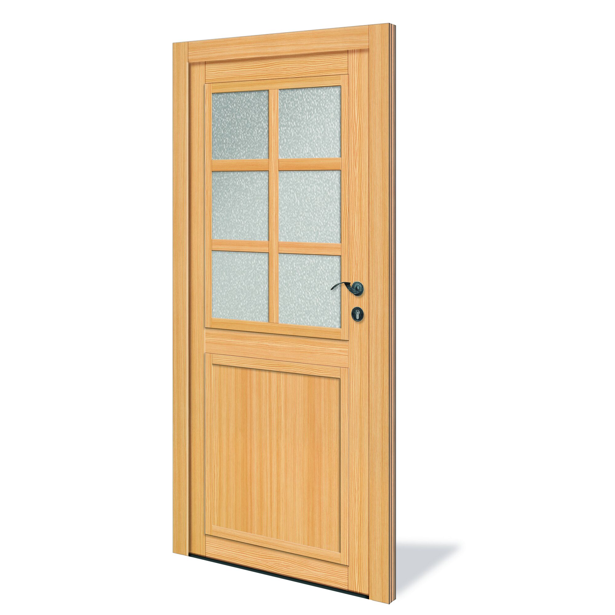 Helle Holztür mit Glaseinsatz