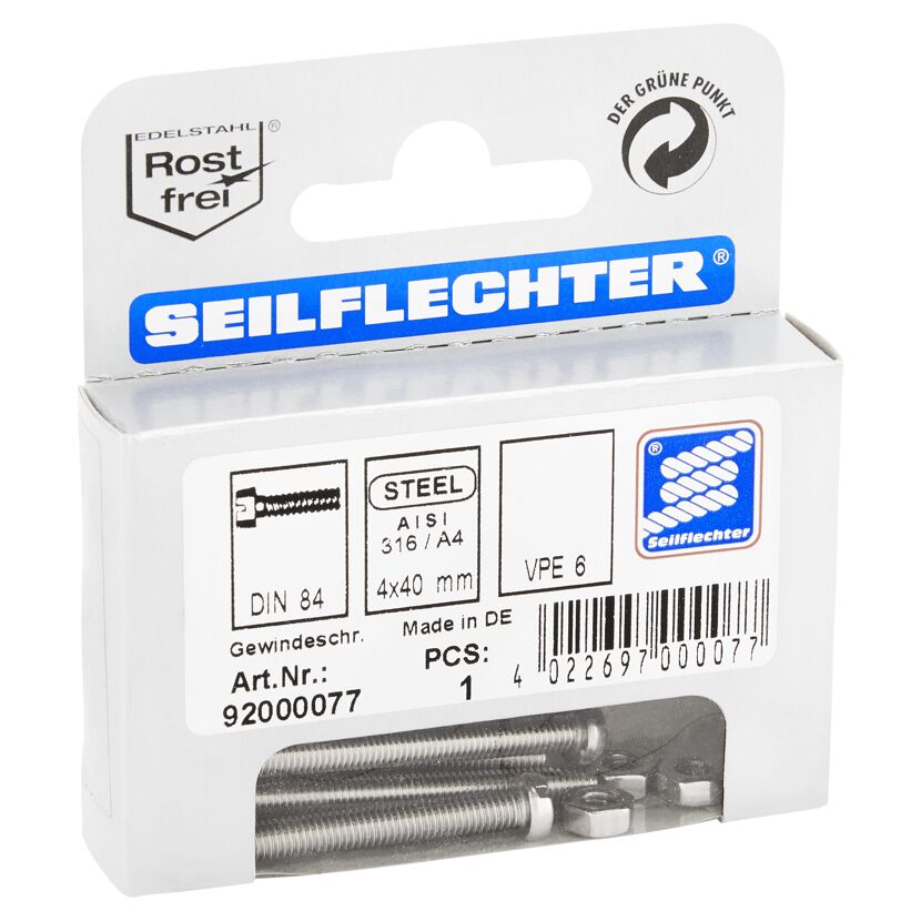 Gewindeschrauben Zylinderkopf Edelstahl 4 x 40 mm 6 Stück