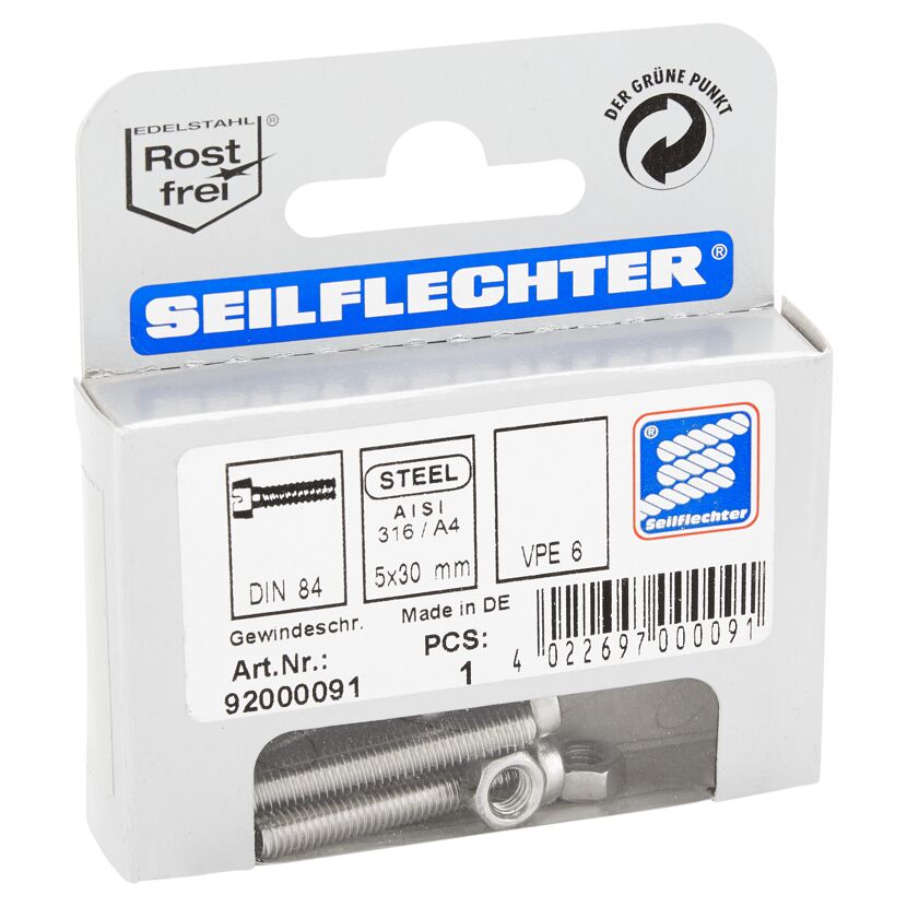 Gewindeschrauben Zylinderkopf Edelstahl 5 x 30 mm 6 Stück