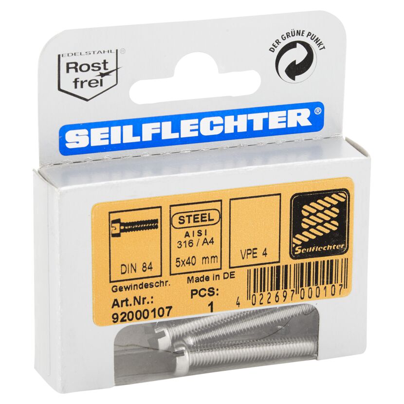 Gewindeschrauben Zylinderkopf Edelstahl 5 x 40 mm 4 Stück