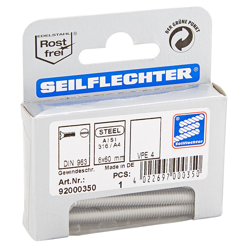 Senkkopfschrauben Edelstahl A4 Ø 6 x 60 mm 4 Stück