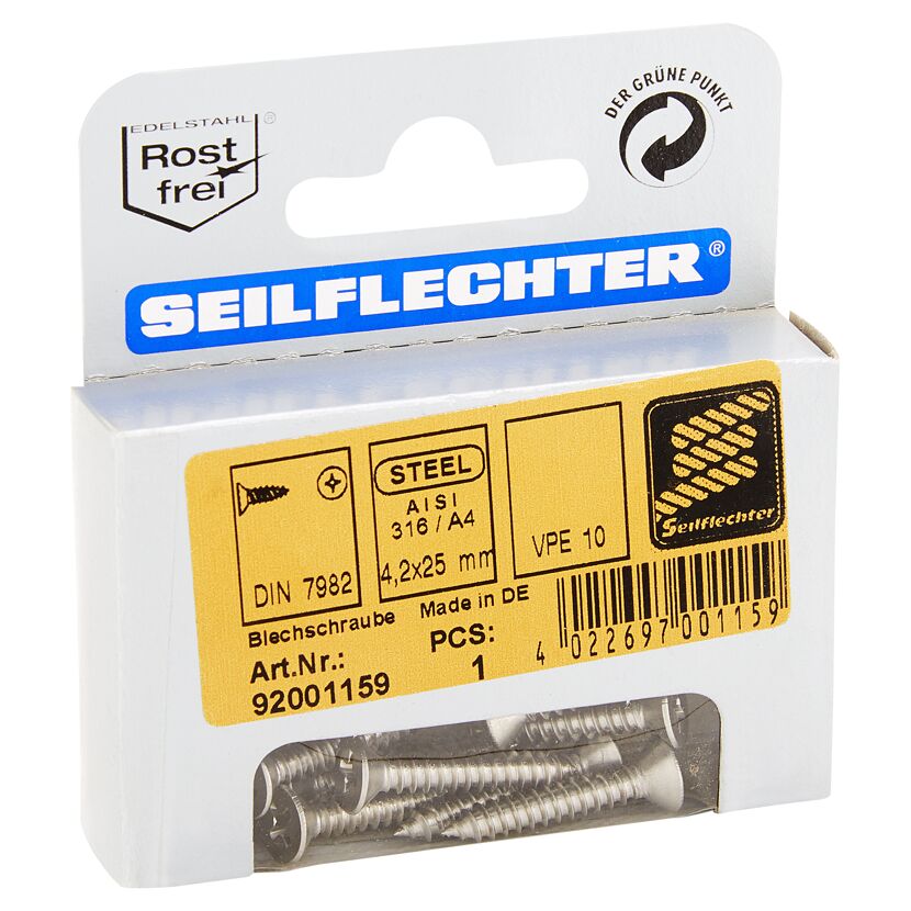 Blechschrauben Kreuzschlitz Edelstahl 4,2 x 25 mm 10 Stück