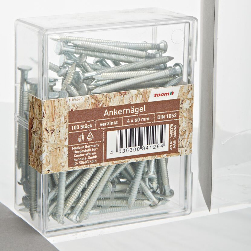 Ankernägel 4 x 60 mm verzinkt in durchsichtiger Plastikbox