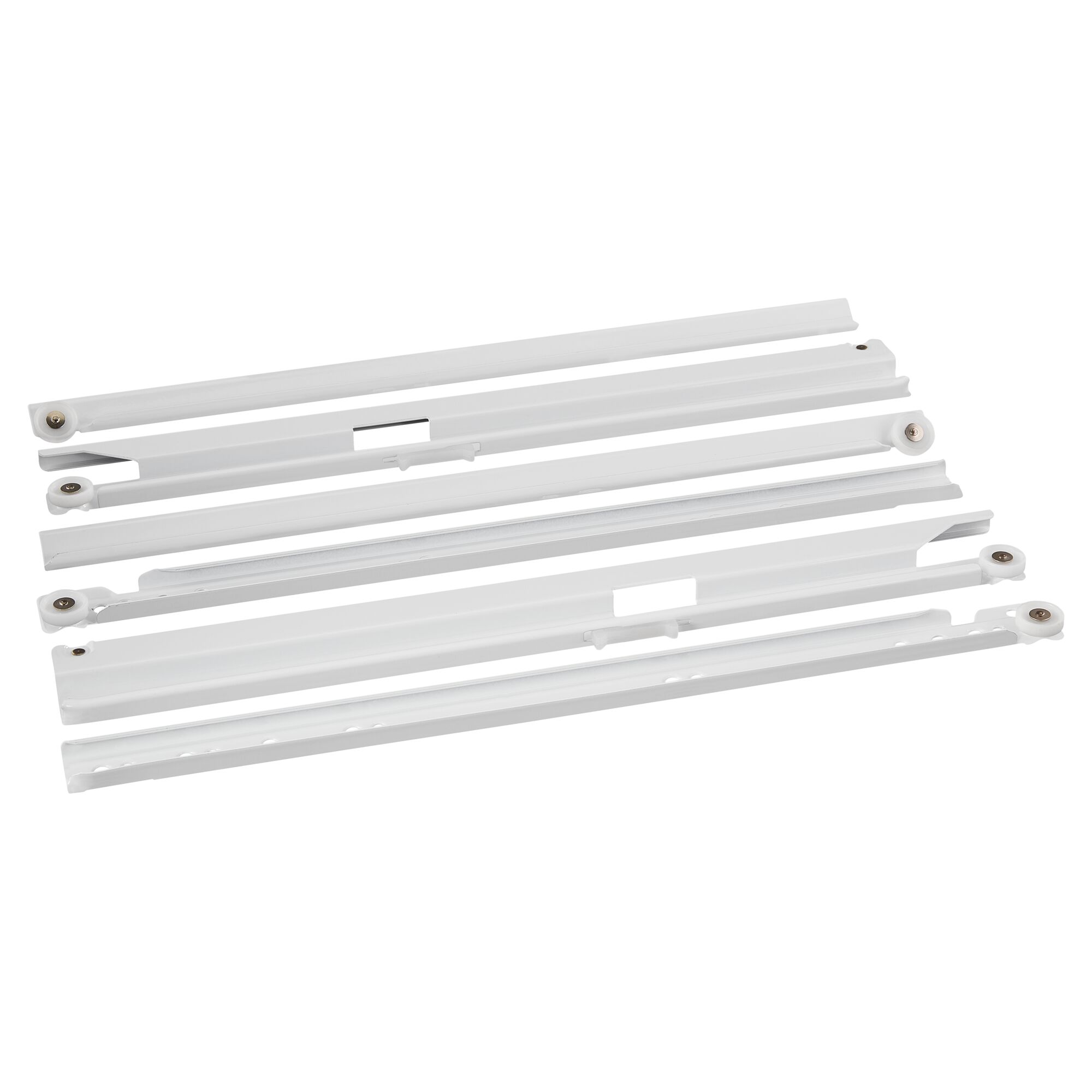 Einzelteile eines weißen Vollauszugs