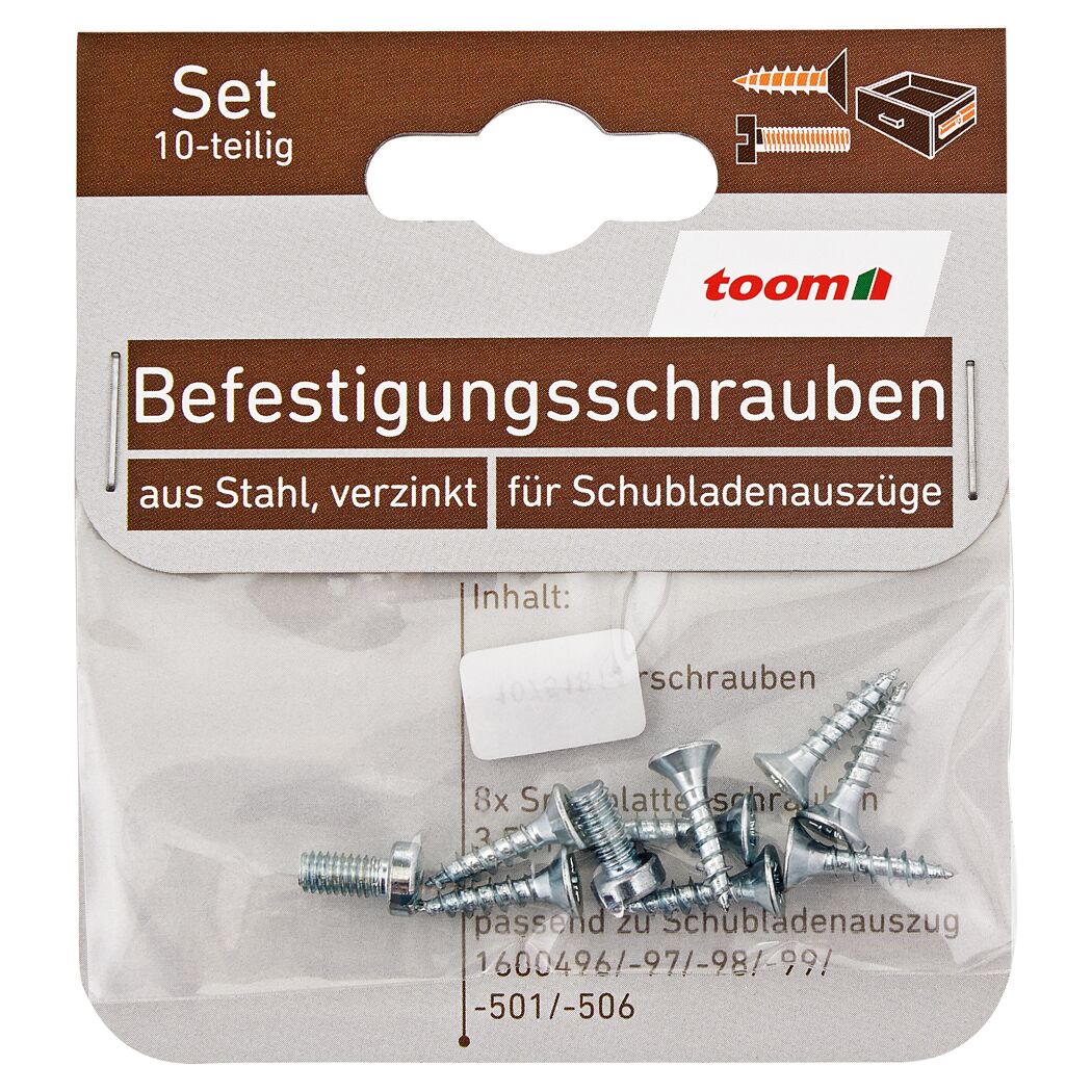 Befestigungsschraubenset Stahl M4 x 8 mm, 3,5 x 16 mm 10 Stück