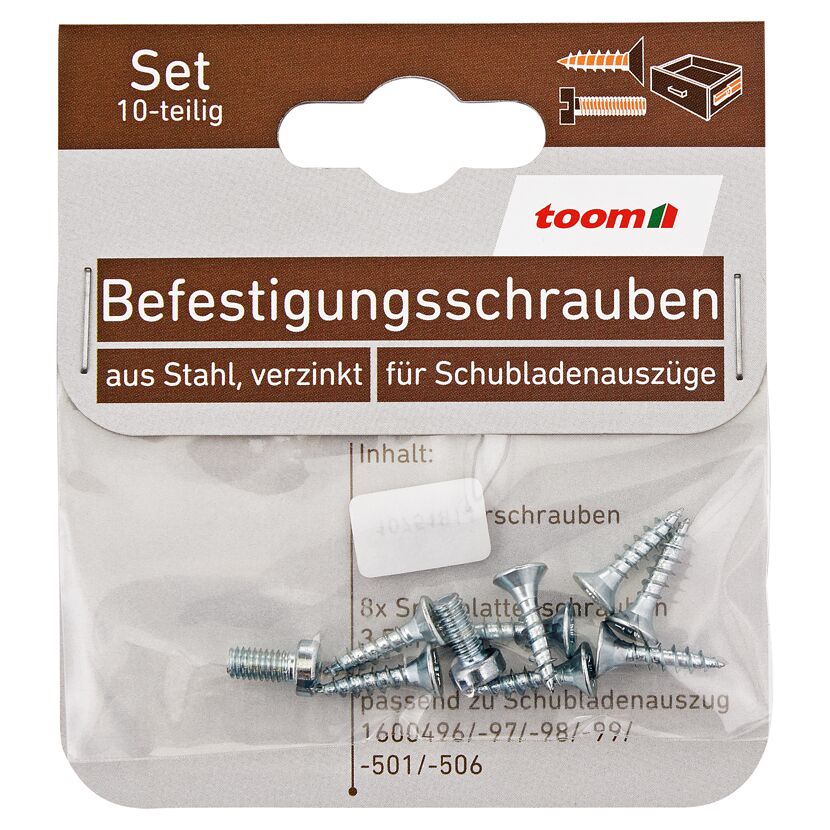 Befestigungsschraubenset Stahl M4 x 8 mm, 3,5 x 16 mm 10 Stück