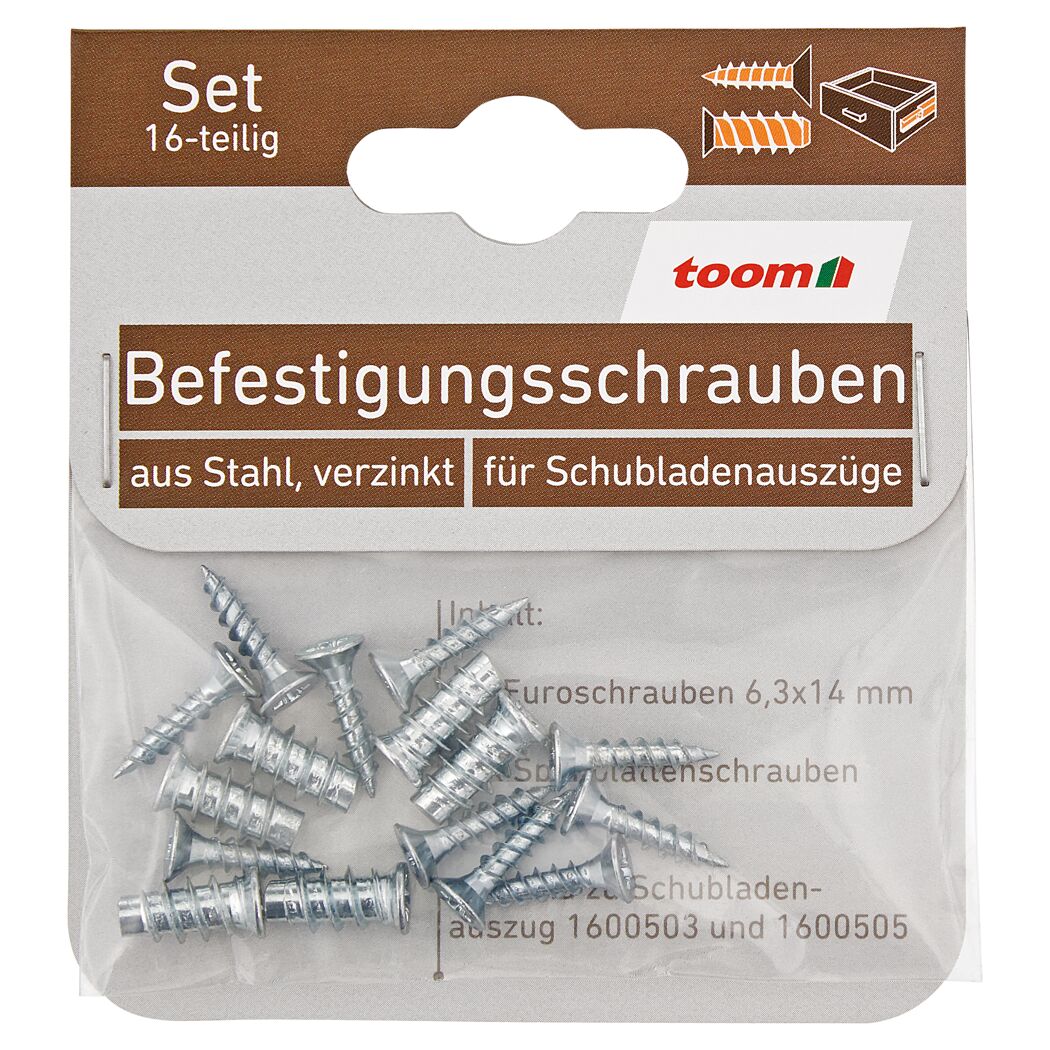 Befestigungsschrauben-Set Stahl verzinkt 16-teilig